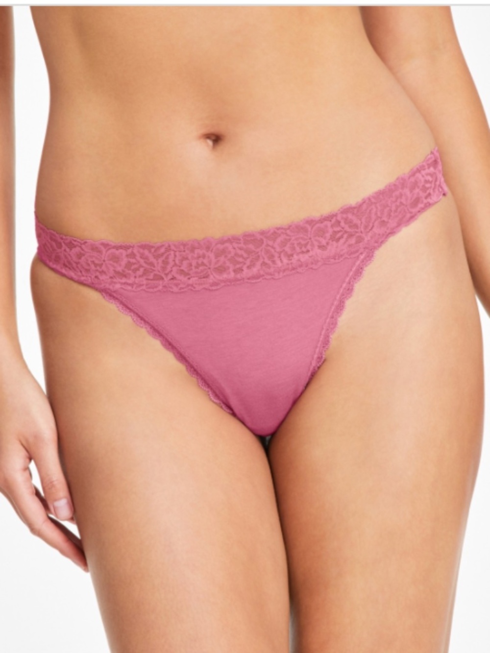 State of Day Women's Cotton Blend Lace-Trim Thong Underwear,Berry Breez XS NWT